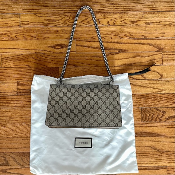 Gucci Dionysus Small Rectangular Bag GG Supreme and Taupe Suede - Picture 7 of 16